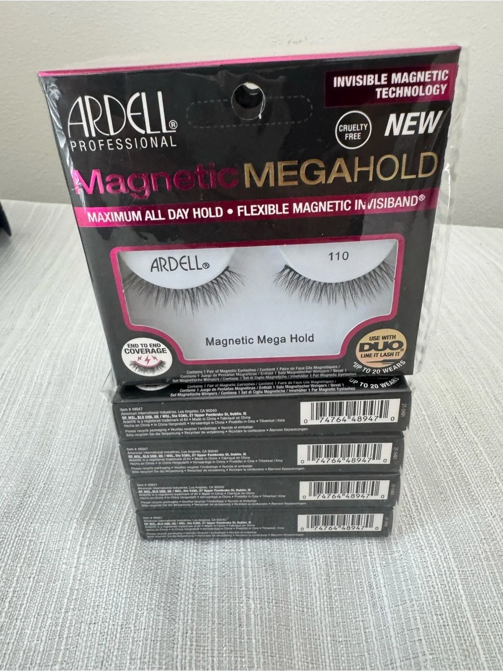 Ardell Magnetic Mega Hold False Lashes - Black with Pink Accents 8 Pack Bundle